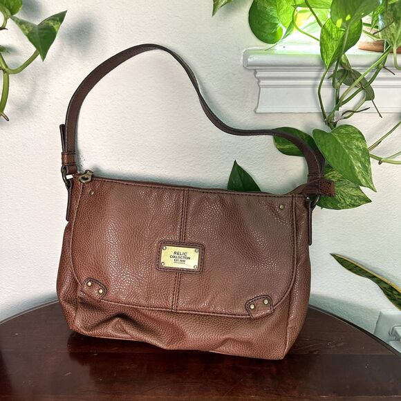 Relic Hobo Shoulder Bag Tan Faux Pebbled Leather Casual Everyday Minimalist - Picture 1 of 6